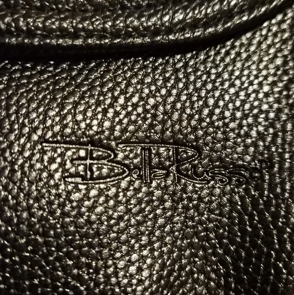 Bob Russo Black Faux Leather Backpack | Drawstring | Multi-Pocket